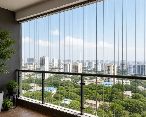 Invisible grill installation for high-rise windows in Pune